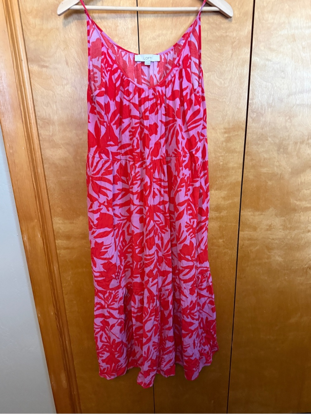 LOFT Pink & Red Floral Maxi Sundress Size Medium - Picture 2 of 9